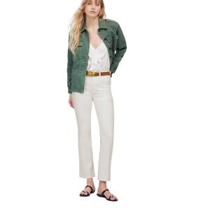 Madewell Mid Rise Kick Out Crop Jeans White Denim Size 29 Tall Classic